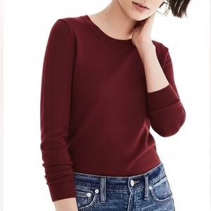 *SOLD* J Crew Burgundy 100% Merino Wool 3/4 Sleeve Crew Neck Sweater Size Medium